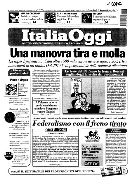 Italia oggi : quotidiano di economia finanza e politica